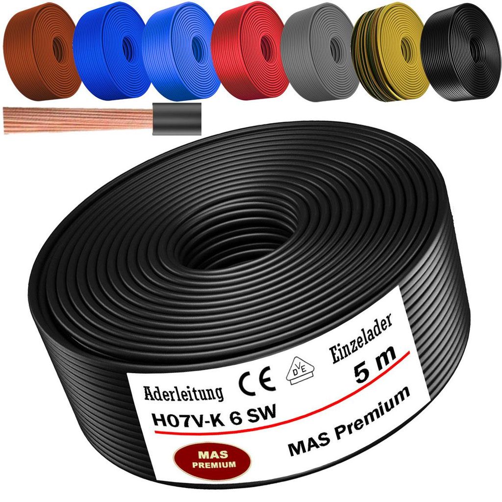 5 meter aansluitkabel H07 V-K SW, 1x6 mm², zwart, Productafbeelding 