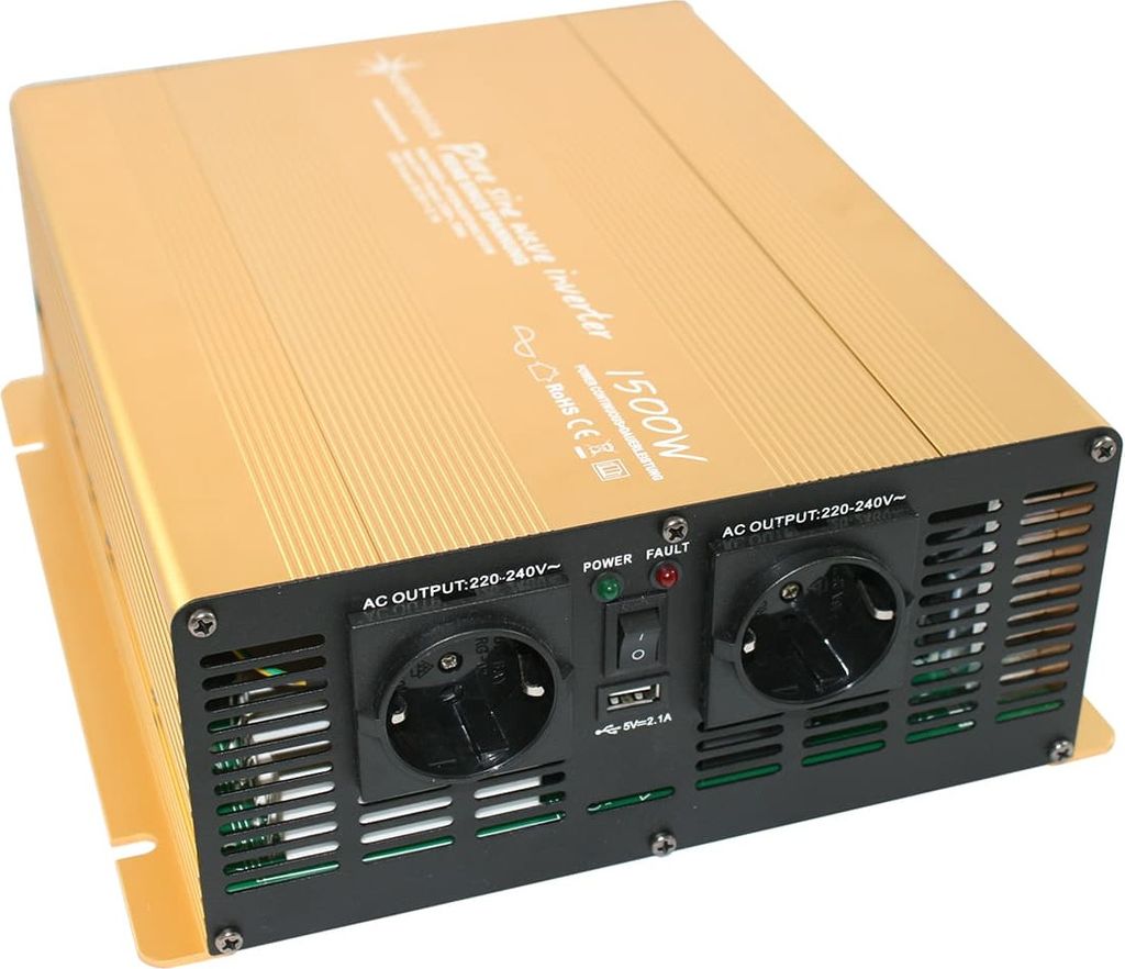 Spannungswandler 24V 230V Gold Reiner Sinus Wechselrichter: 1500 W