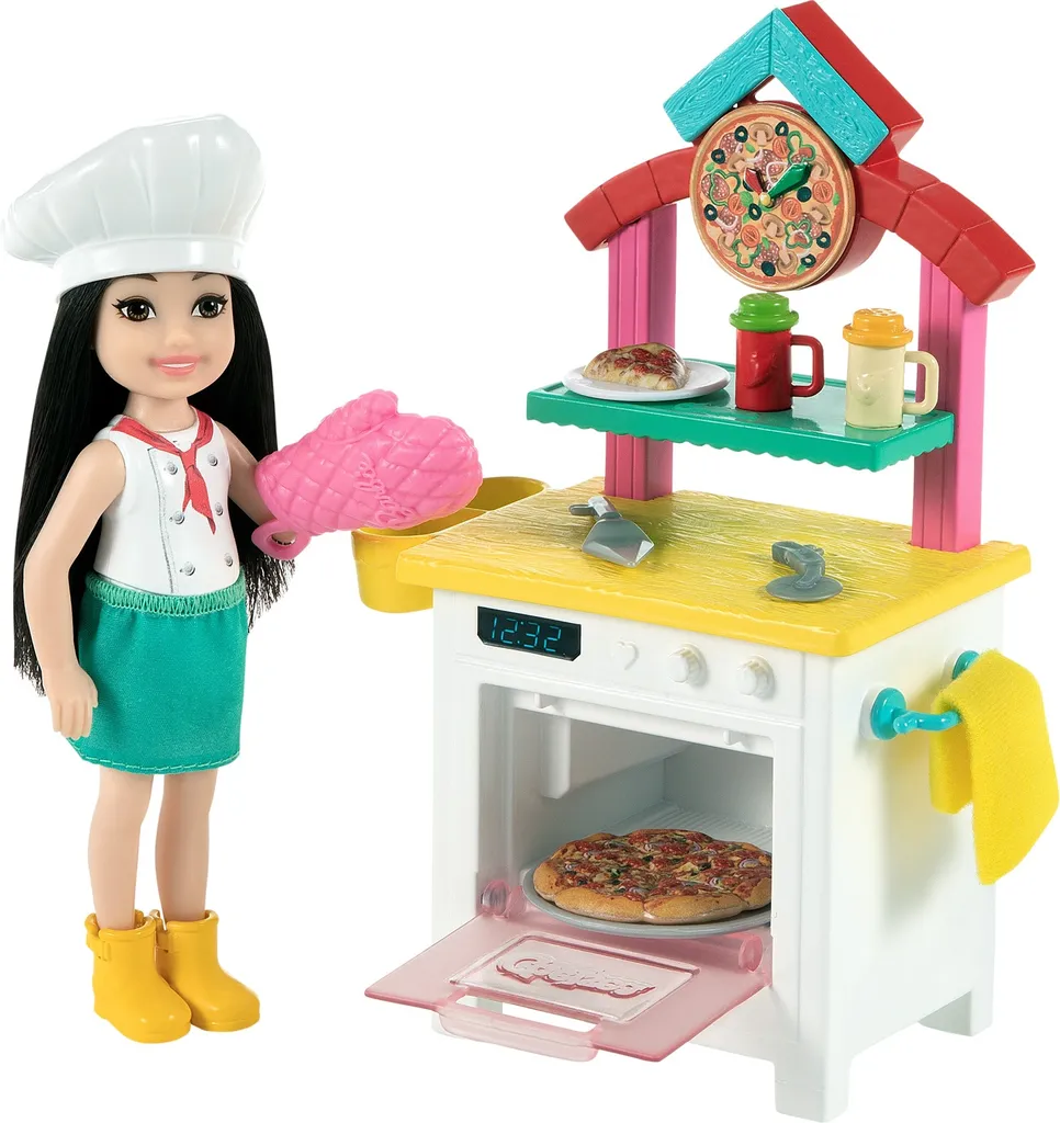 Cadeau Enfant 3 Ans et Plus Chelsea Barbie Pizzaiola avec Four Rose