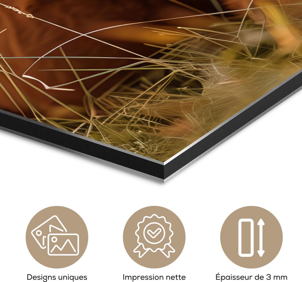 MuchoWow Wanddekoration Metall Metallbild Wandkunst 40x30 cm Kuh - Tier - Wiese - Gras - Tiere - Natur MuchoWow Aluminium Gemälde - Dekoration Woh...