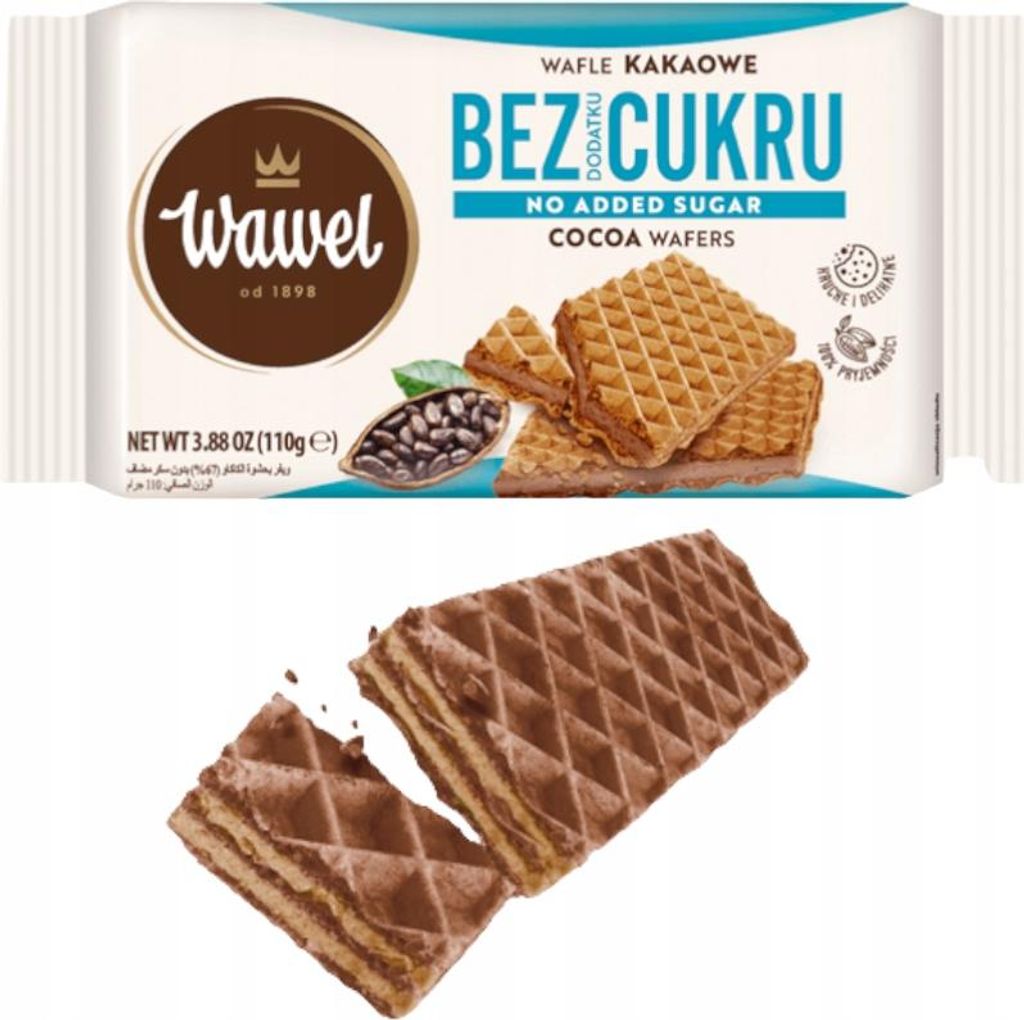 Wawel Wafle Kakaowe bez dodatku cukru 110g Zdjęcie produktu 