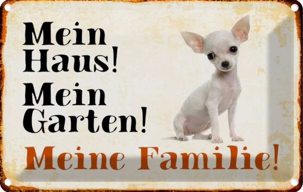 vianmo Blechschild 20x30 cm Hund Chihuahua mein Haus Garten Familie Tier Haustier