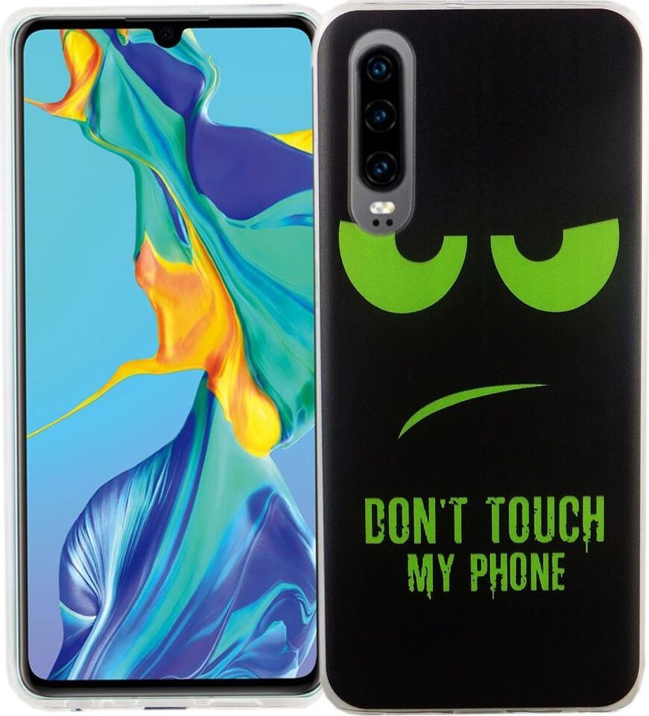 Huawei P30 König Design Handy Hülle Schutz-Case Cover Bumper Dont Touch My Phone Grün