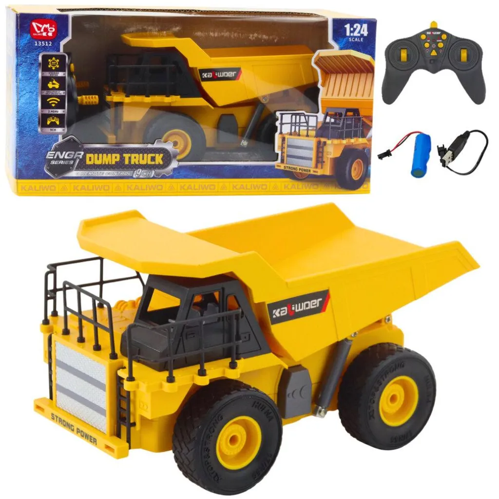 Véhicule de chantier télécommandé échelle 1:24, camion benne articulé LED