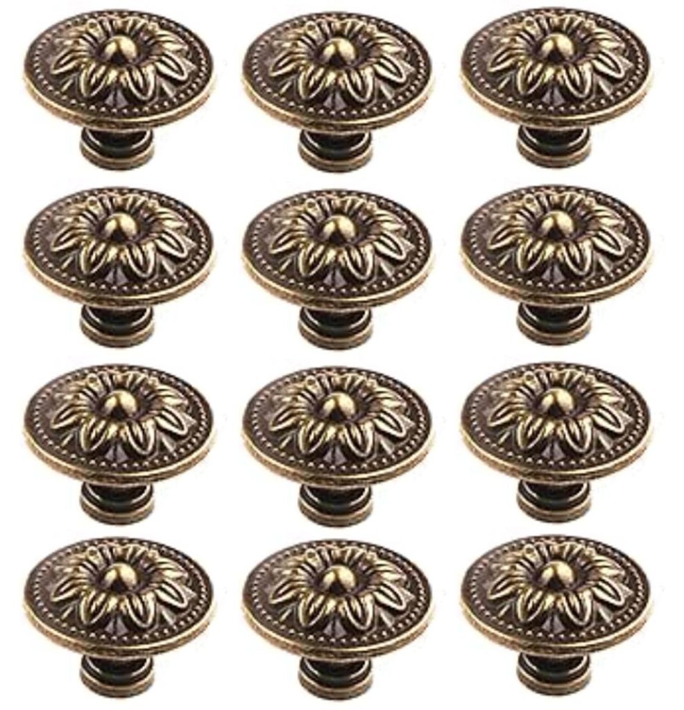 Vintage-Möbelgriffe, 12 Stück, Retro-Schubladenknöpfe aus Bronze, 30 mm Schrankknöpfe, antike Bronze-Küchenknöpfe für Schubladen, Küche, Ba...