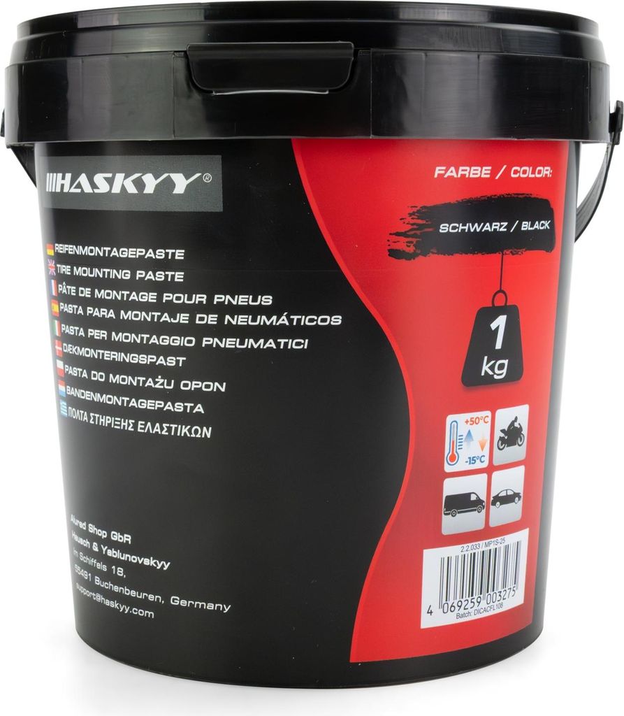 HASKYY Reifenmontagepaste 1kg Schwarz Montagepaste Reifenmontage Eimer Reifenmontagewax