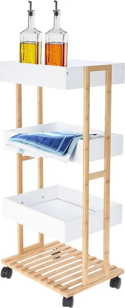 Carrello Cucina 39x30x87 cm Excellent Houseware | Bambù e MDF Bianco