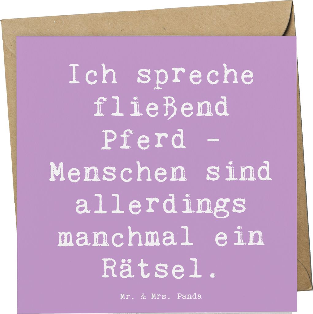 Mr. & Mrs. Panda Grußkarte Spruch Reiten und Rätsel - Lavendeltraum - Geschenk, Pferde, doppelkarte, faltkarte, Sportler, Pferdesport, Klappkarte...