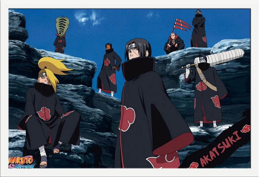 Decorazione Parete Naruto Akatsuki Cornice Shinsuke Bianca 61x91.5