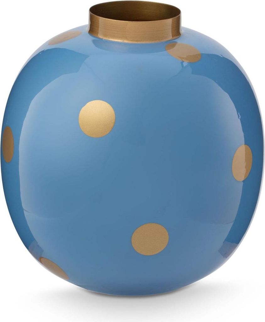 Pip Studio Vase Metal Dots Light Blue-Gold 23cm