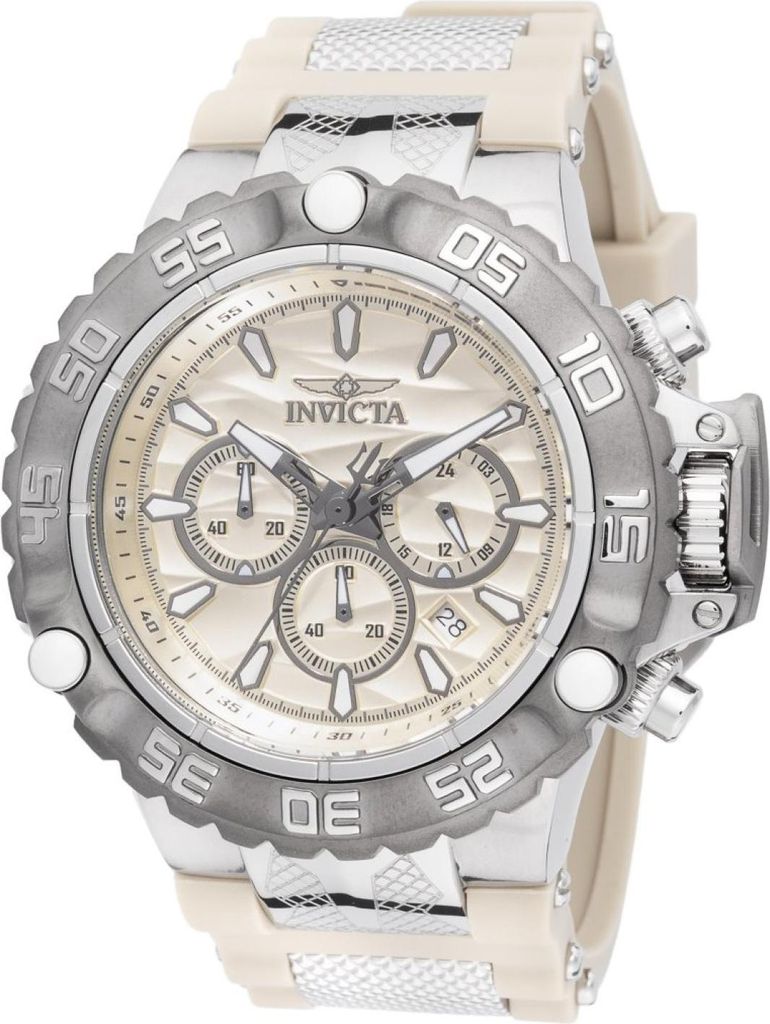 Invicta Subaqua - Poseidon 48558 Herren uhr - Wasserdicht - Analog - Quarzuhrwerk - Edelstahl mit Beige zifferblat - 55mm