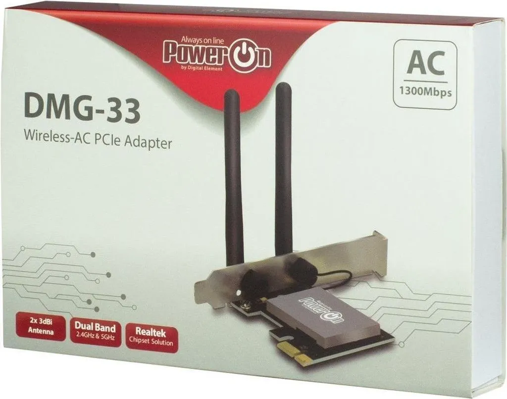 Carte réseau Wi-Fi Inter-Tech DMG-33 double bande 1300Mbps PCIe