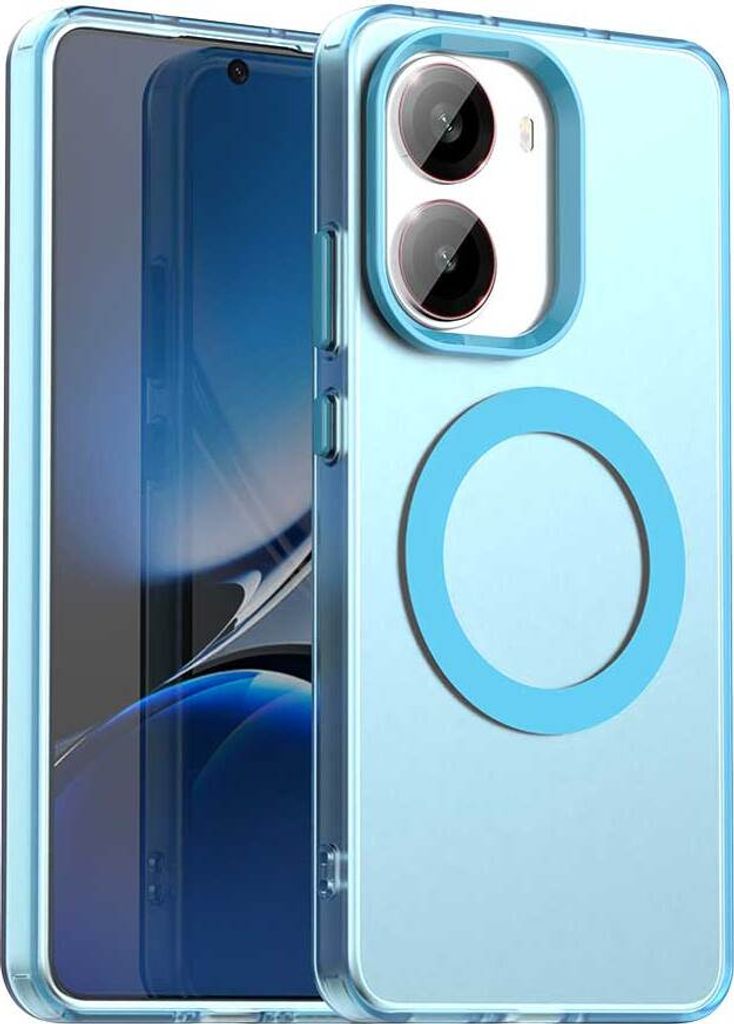 Magnetisch Hülle für Xiaomi Poco X7 Pro, Schlank Durchscheinend Matt Stoßfest Handyhülle Blau