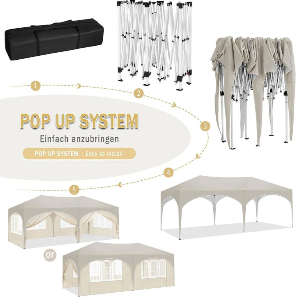 Woltu Faltbarer Pavillon - 3x6 m - 6 Seitenwände - Produktbild 13