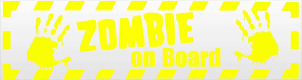 Kiwistar Zombie ob Board gestreift Magnetschild Schild magnetisch - 30cm Neongelb - Magnetfolie für Auto PKW Kfz