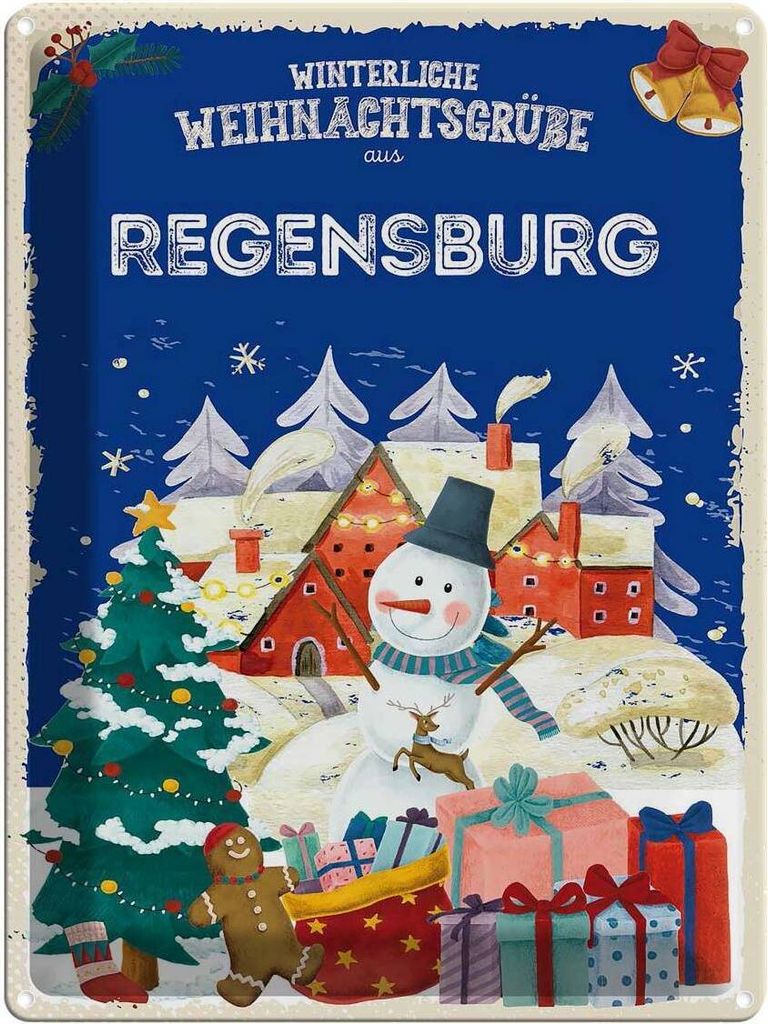 vianmo Blechschild 40x30 cm Weihnachtsgrüße REGENSBURG Abenteuer Reisen Urlaub Weihnachten