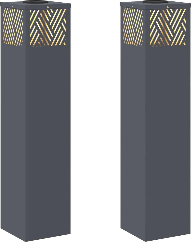 vidaXL Solar LED Weg Licht 2 pcs Anthrazit Kalt gewalzter Stahl