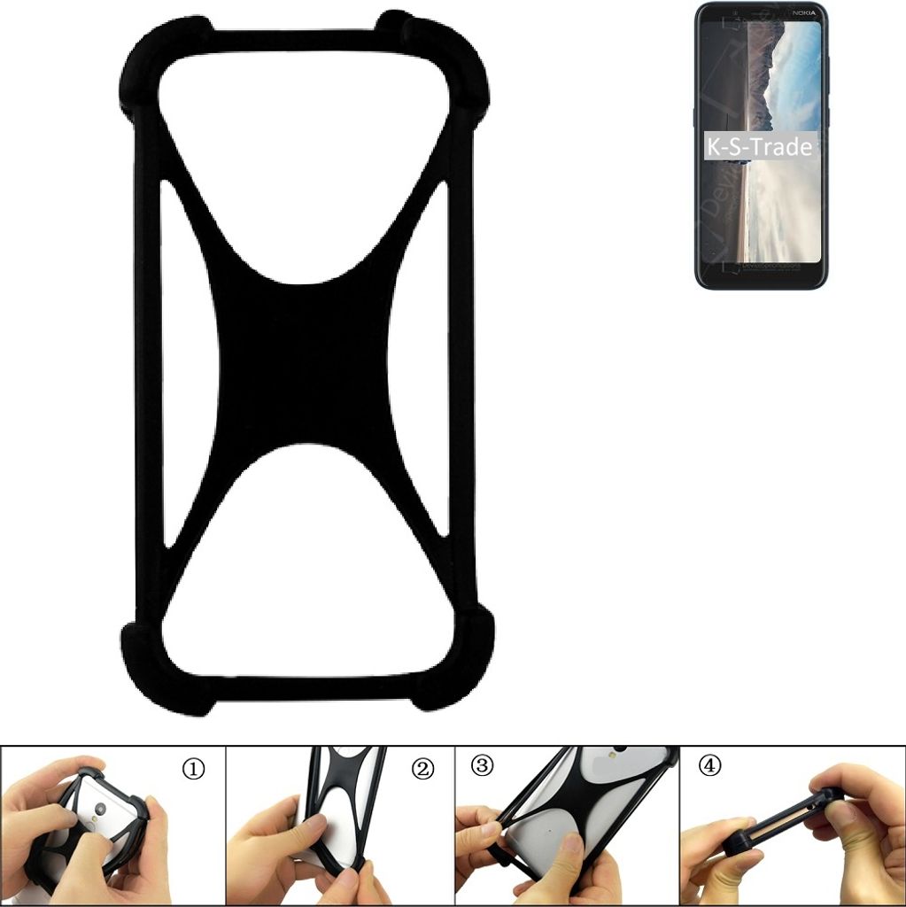 K-S-Trade Handy-Hülle Schutz-Hülle kompatibel mit Nokia C2 Tennen Silikon Bumper TPU Softcase Smartphone Stoßschutz, schwarz