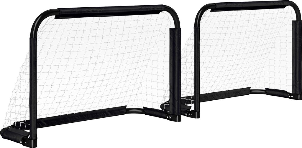 Fußballtor 2er Set Klappbar Fussballtore mit Metallrahmen für Kinder und Erwachsene, Garten, Schwarz, 36 cm, 60 cm