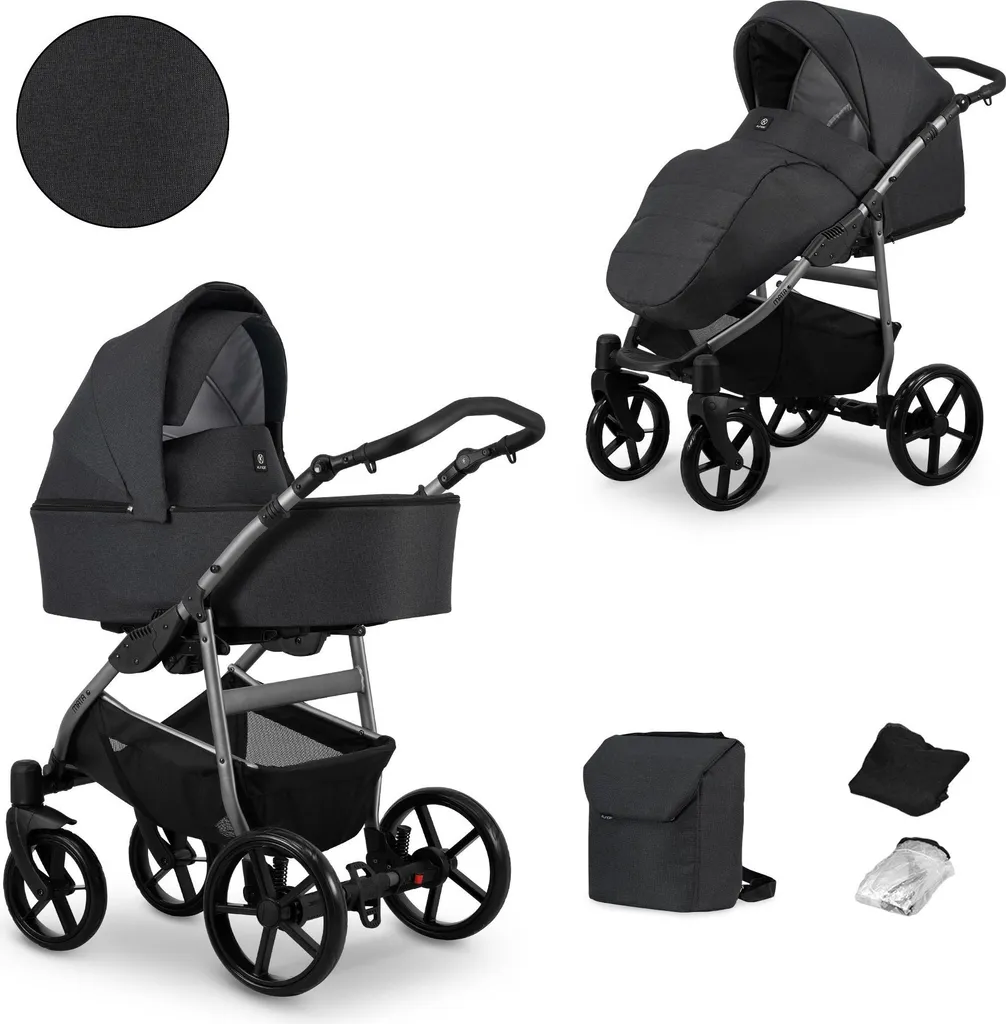 Poussette 2in1 Kunert MATA Anthracite avec cadre graphite haute sécurité
