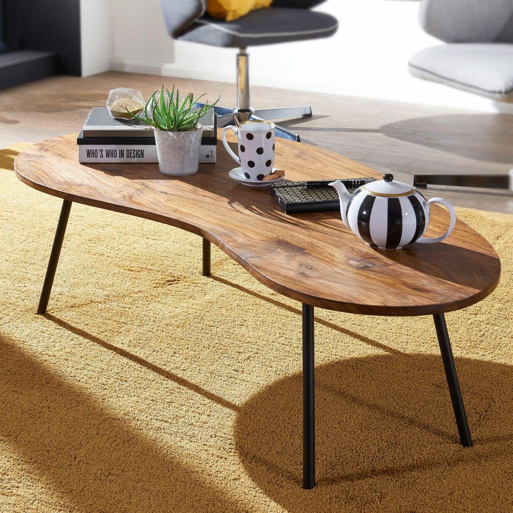 FineBuy Couchtisch Sheesham Massivholz 122x63 cm · Produktbild 