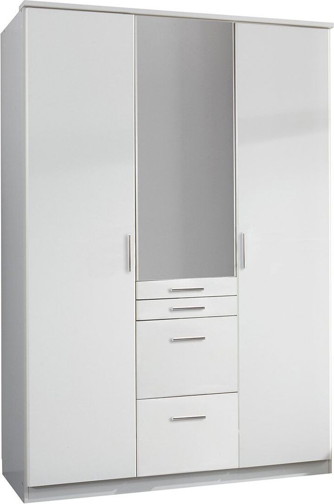 CALICOSY - Kleiderschrank, 3 Türen, davon 1 verspiegelt - L135 cm