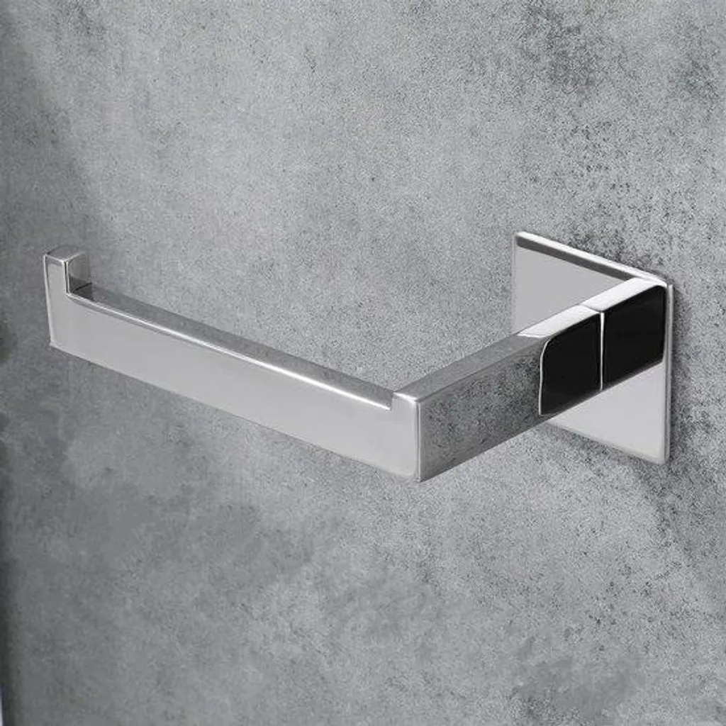 Porte-rouleau papier toilette pour cuisine et bain en acier chromé brillant