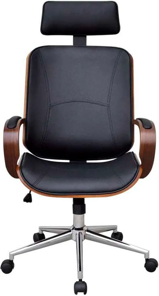 Chaise de bureau pour télétravail bois courbé et appui-tête ergonomique