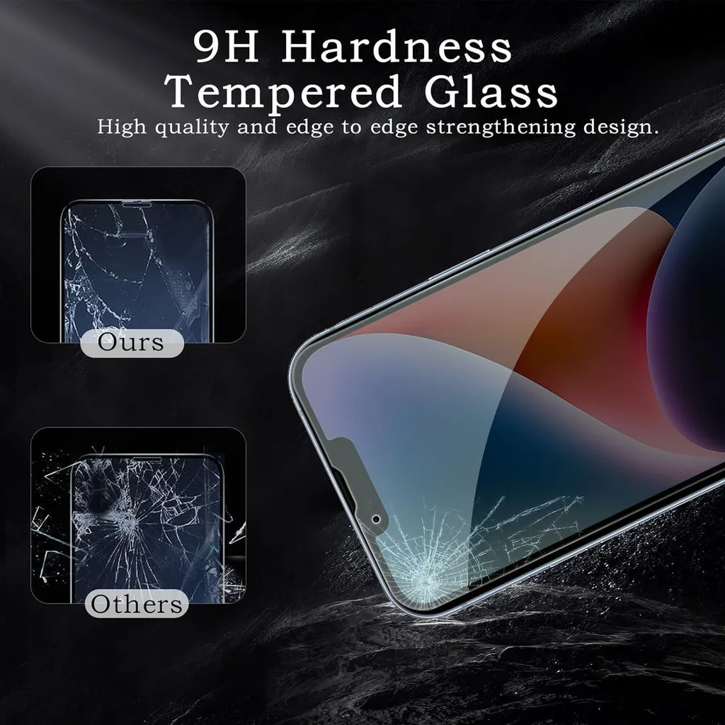 confezione da 2 pellicole per la protezione dello schermo e della fotocamera dell'iPhone 14 Plus - Pellicola in vetro blindato anti-spia, schermo HD per la privacy, resistente alle impronte digitali, durezza 9H - 6