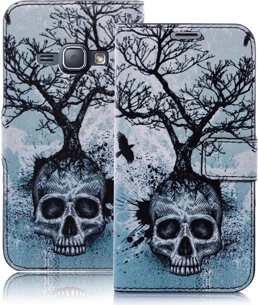 Samsung Galaxy J1 2016 Bookstyle Skull QBY-009 Produktbild 