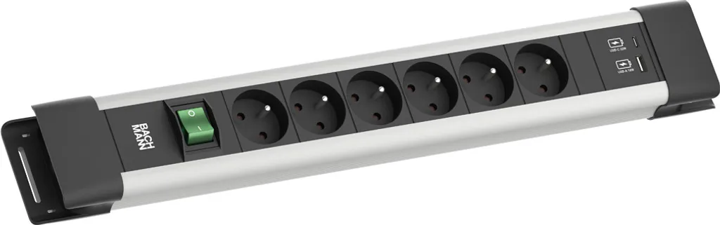 Multiprise BACHMANN CONNECTUS 6 prises UTE interrupteur USB A/C 22W 2m