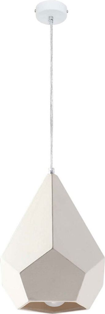 Pendelleuchte, Keramik, Diamantform, weiß, L 30 cm