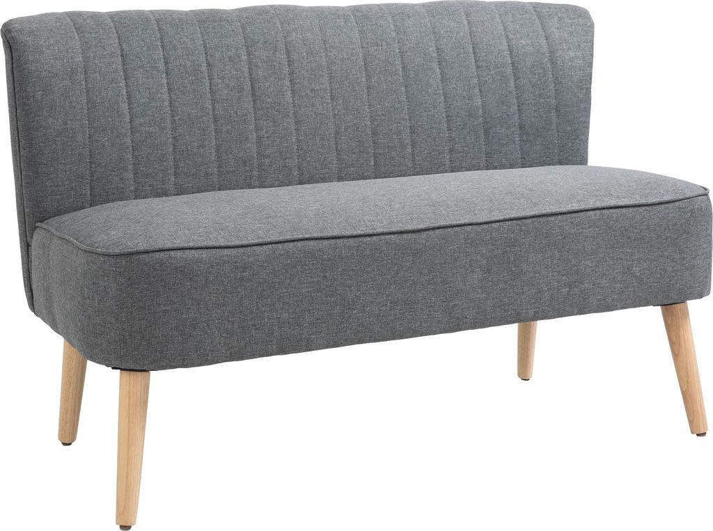 2-Sitzer Sofa, weiche Polsterung, pflegeleichter Bezug, bis 150 kg, 117 x 56,5 x 77 cm, Hellgrau