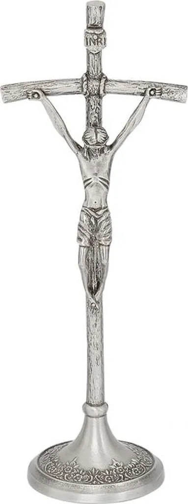 Grande croix en argent 31 cm, style pontifical avec patine de prestige