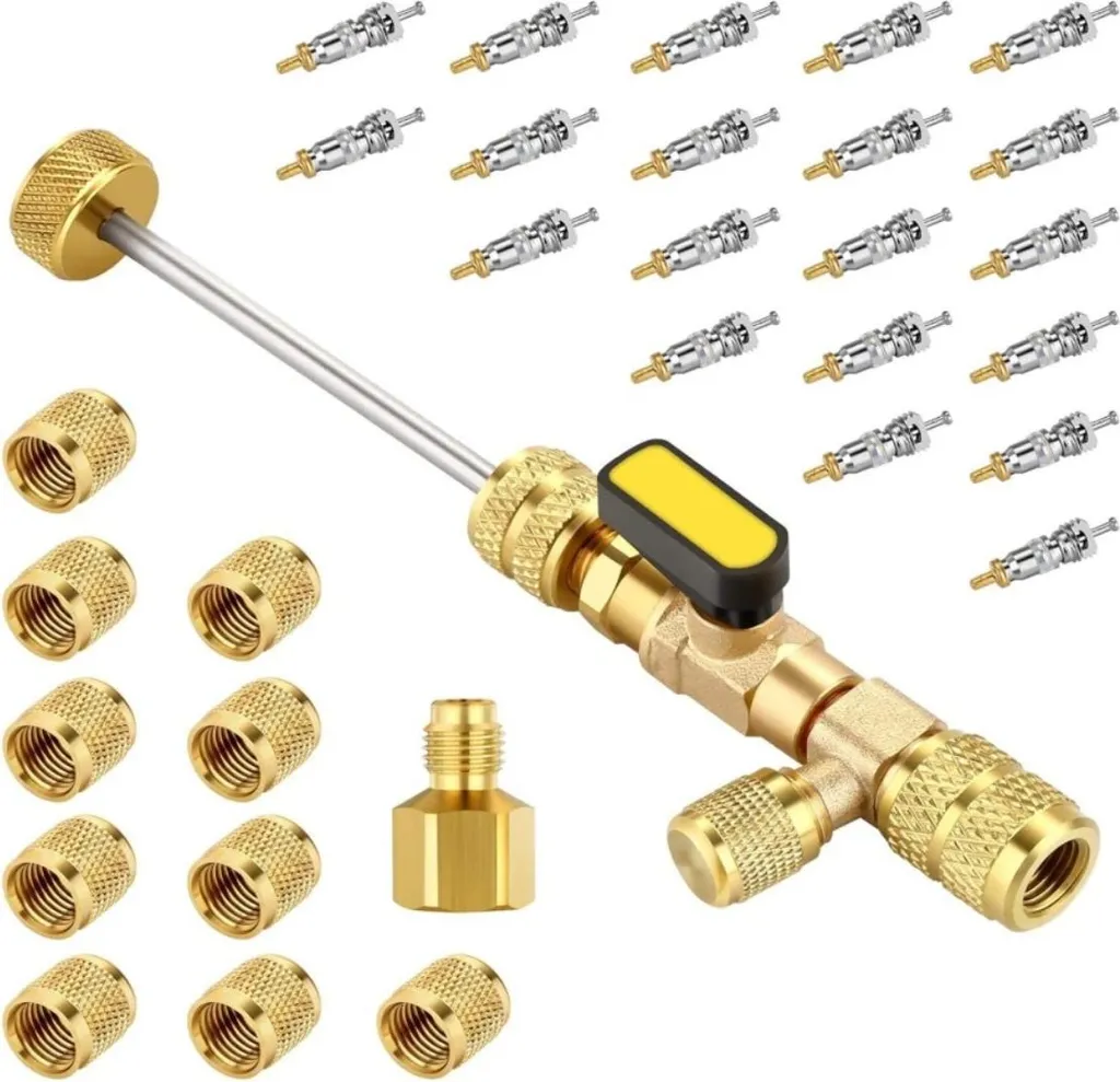 Kit Rimozione Valvola AC Professionale R134a R410 R32 Ottone - 31 Pz