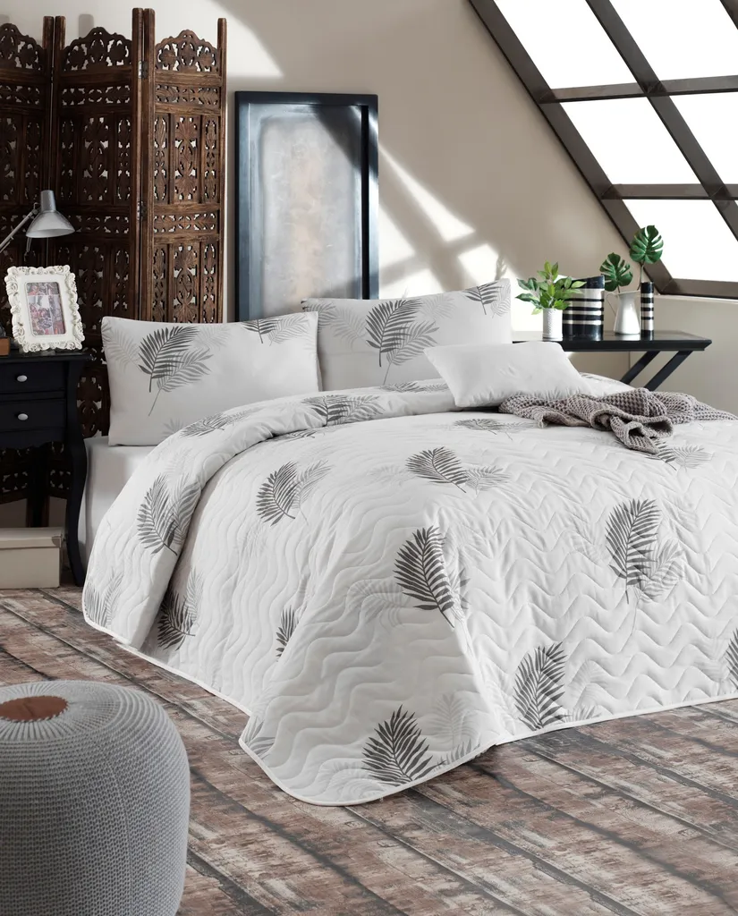 Couette Begonvilla en coton et polyester Gris/Blanc finition premium