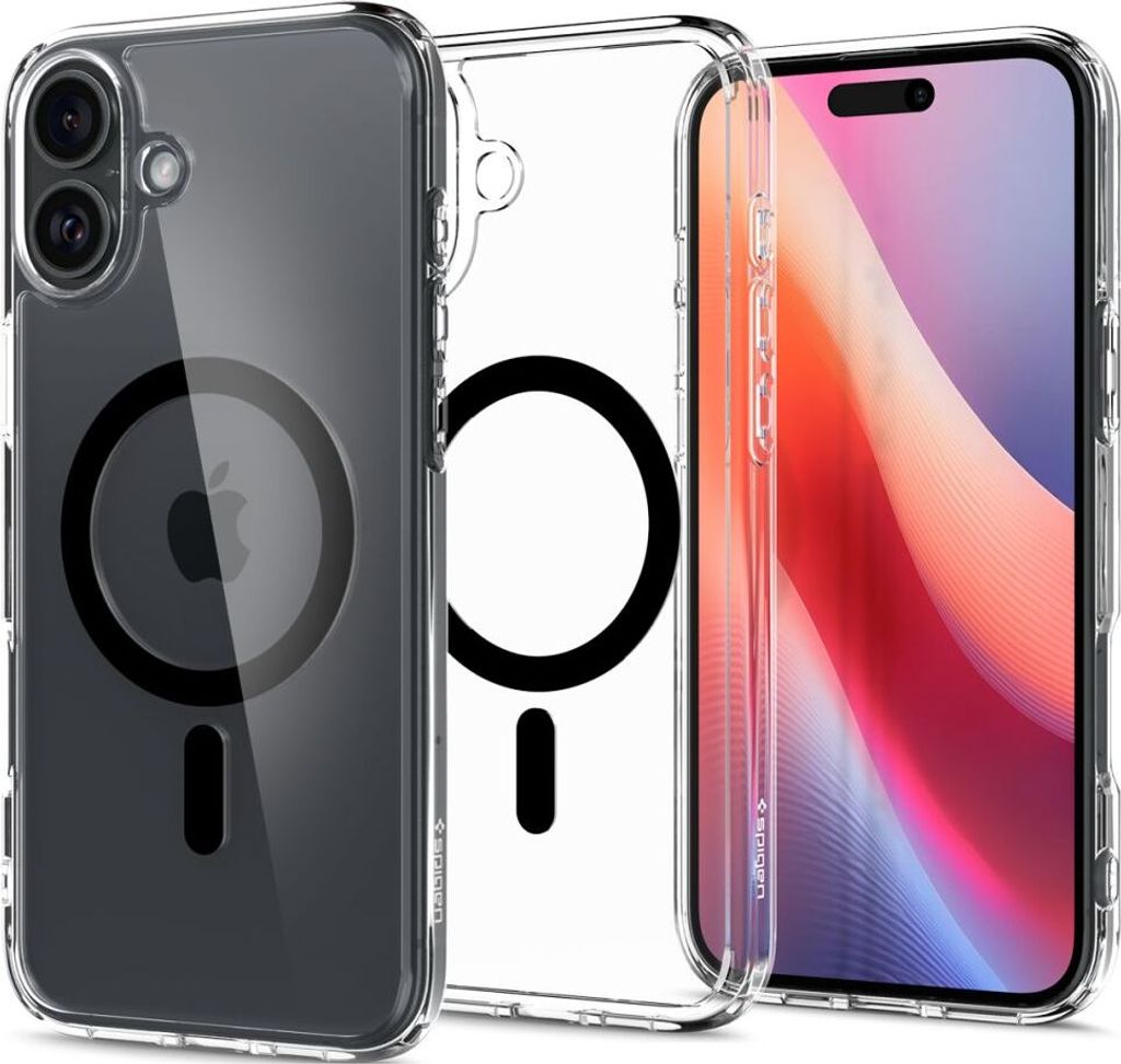 Spigen Ultra Hybrid (MagFit), Cover, Apple, iPhone 16 Plus, 17 cm (6.7"), Schwarz, Transparent