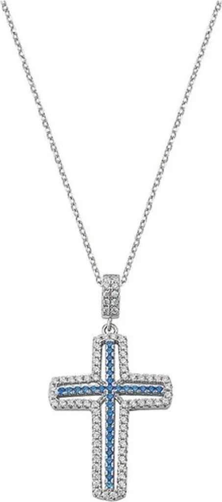 Collier Femme Amen CLCRVBBLZ en Argent avec Pendentif Croix de Vie