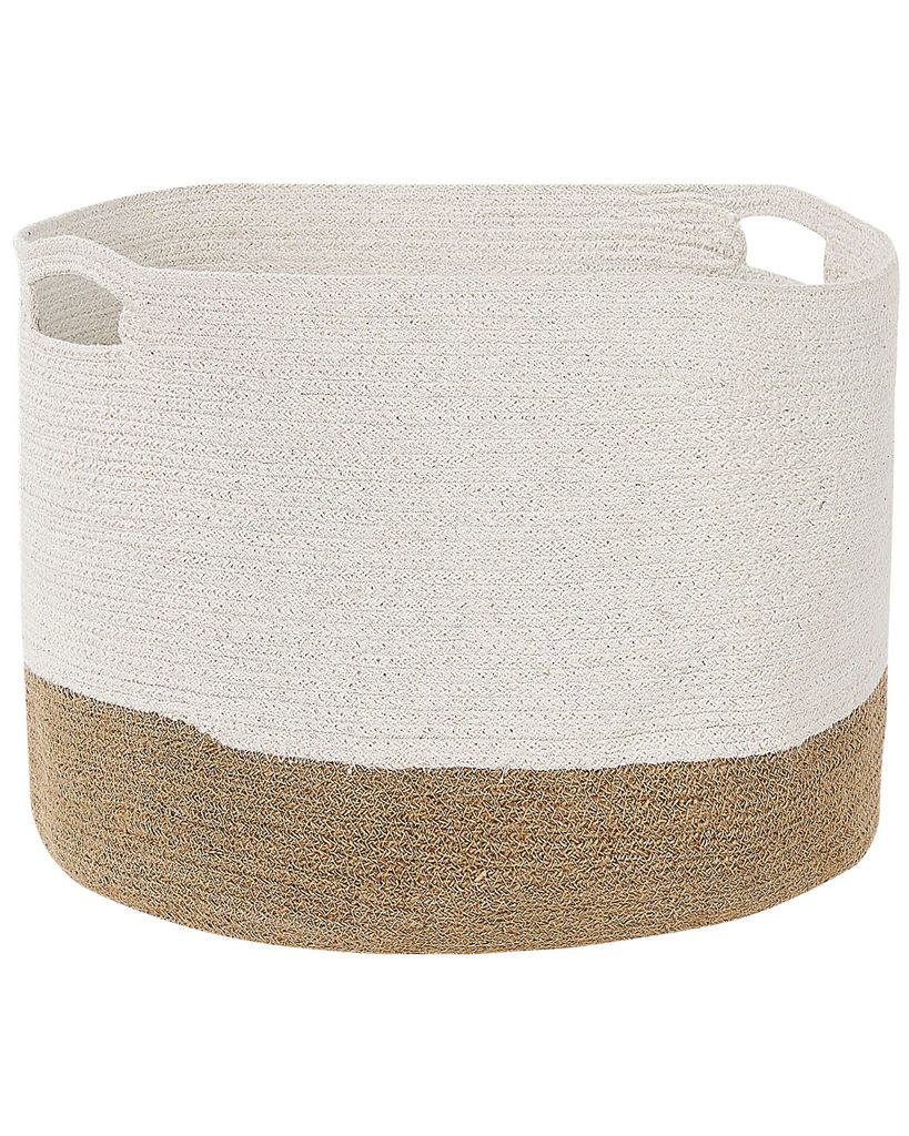 BELIANI Textilkorb 2er Set Weiß u. Beige aus Baumwolle Jute Produktbild 4