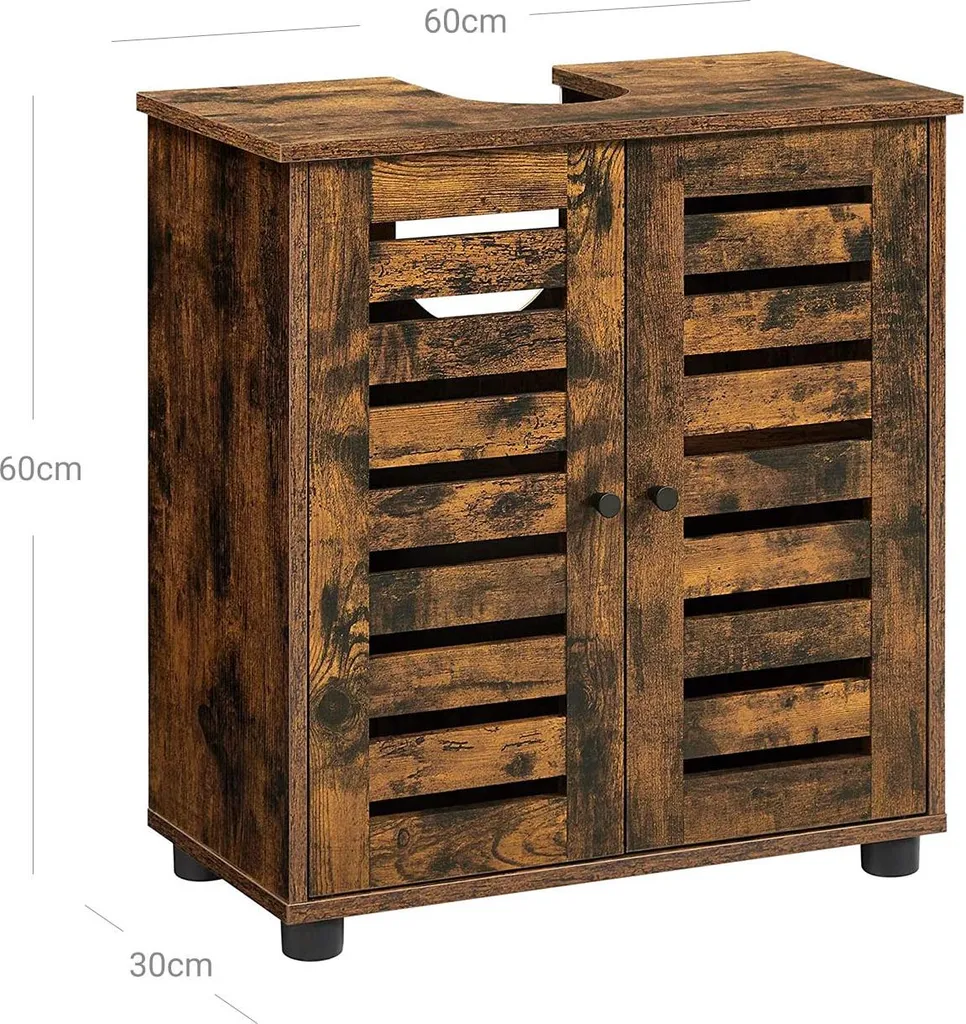 Console lavabo industrielle brun vintage avec étagère modulable chic - 6