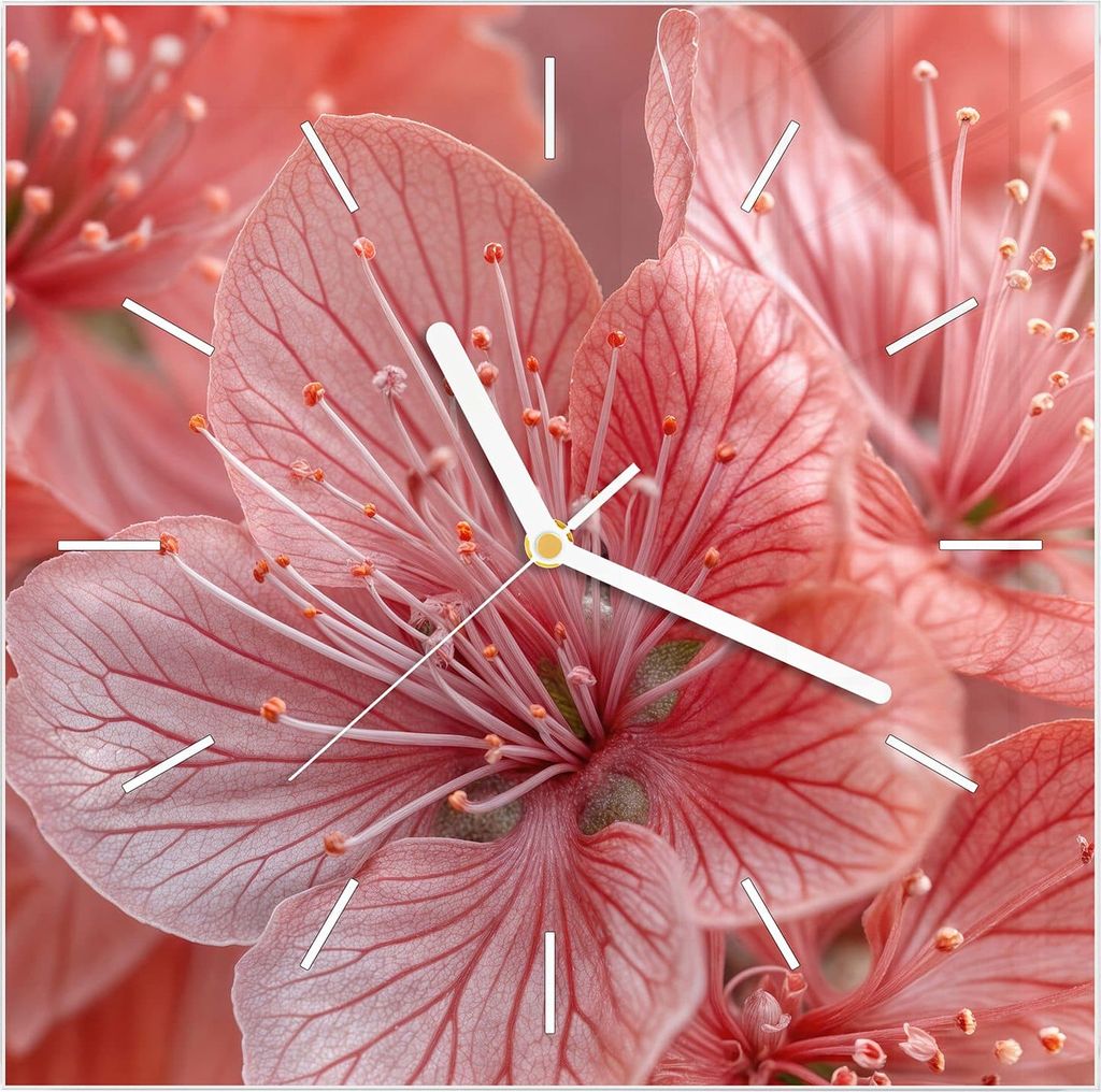 Wanduhr aus Glas mit Motiv Blumenpracht- 30 x 30 cm - inkl. Aufhängesystem
