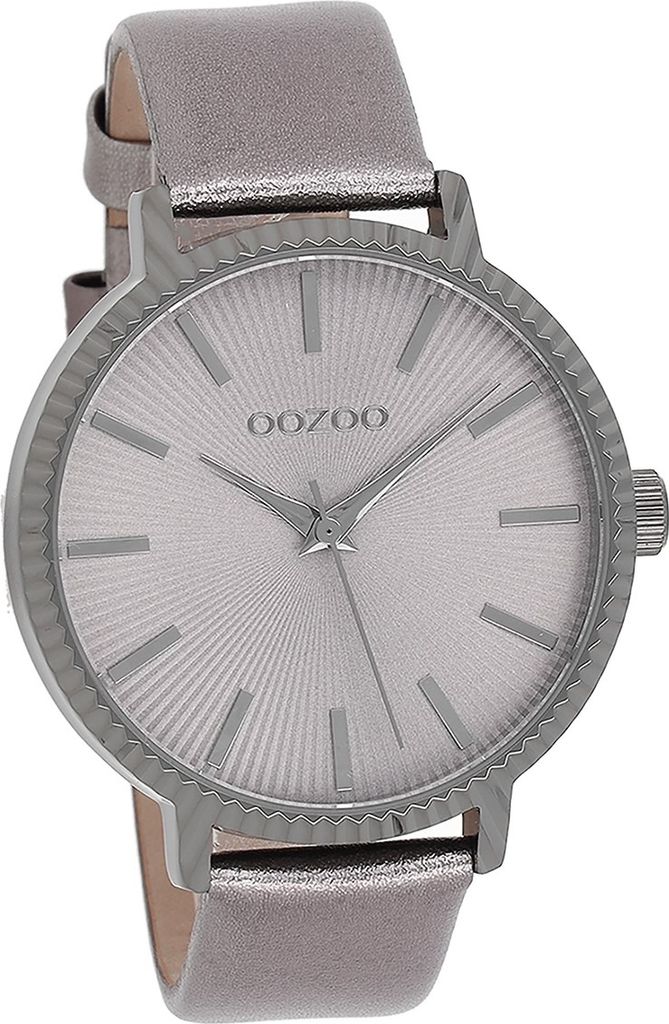 Oozoo Leder Damen Uhr Analog Quarzuhr Armband silber Timepieces D2UOC9198A