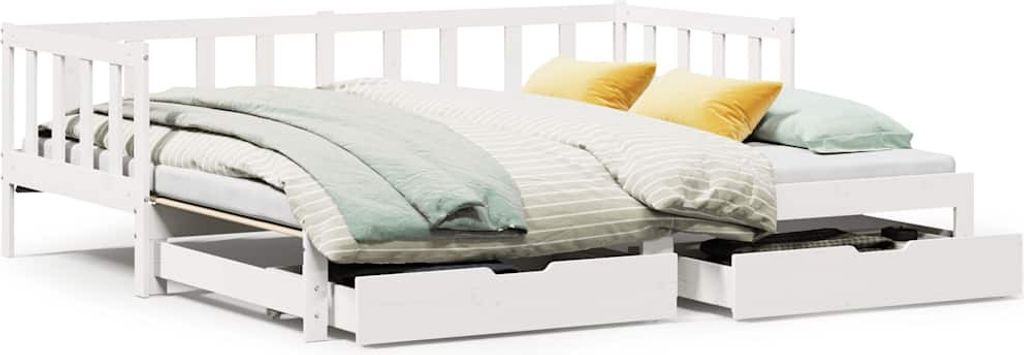 vidaXL Tagesbett Ausziehbar mit Schubladen ohne Matratze Weiß 90x190cm