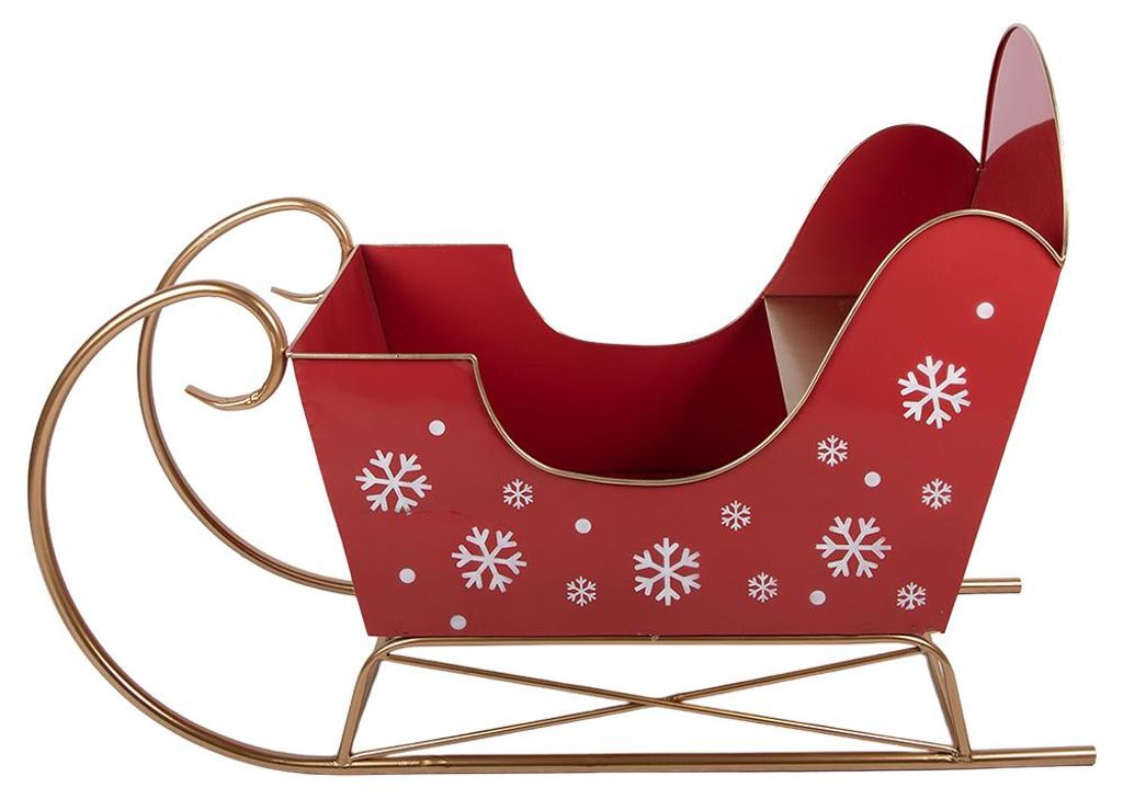 Clayre & Eef kerstdecoratie: slee, 107x41x75 cm, rood, Productafbeelding 