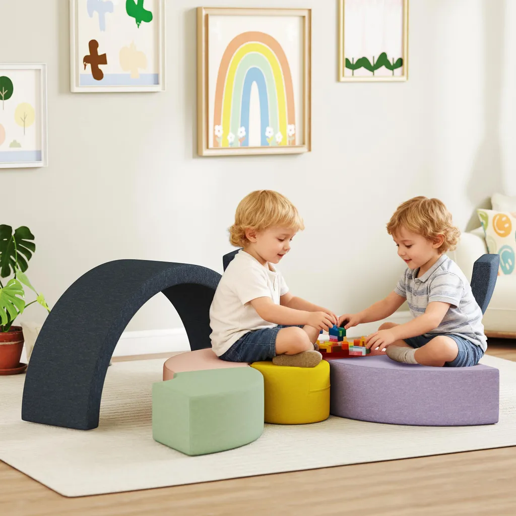 Parcours motricité bébé déhoussable 7 blocs mousse 107x107cm lavable - 3