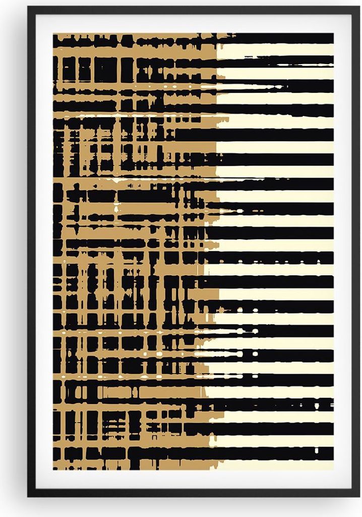 Gerahmtes Poster - Schwarzer Rahmen - Abstraktion Weiß Gürtel - 61x91,5 cm - Wand Bild - Wanddeko - Wandbilder - Kunstposter - Wandposter - Bilde...