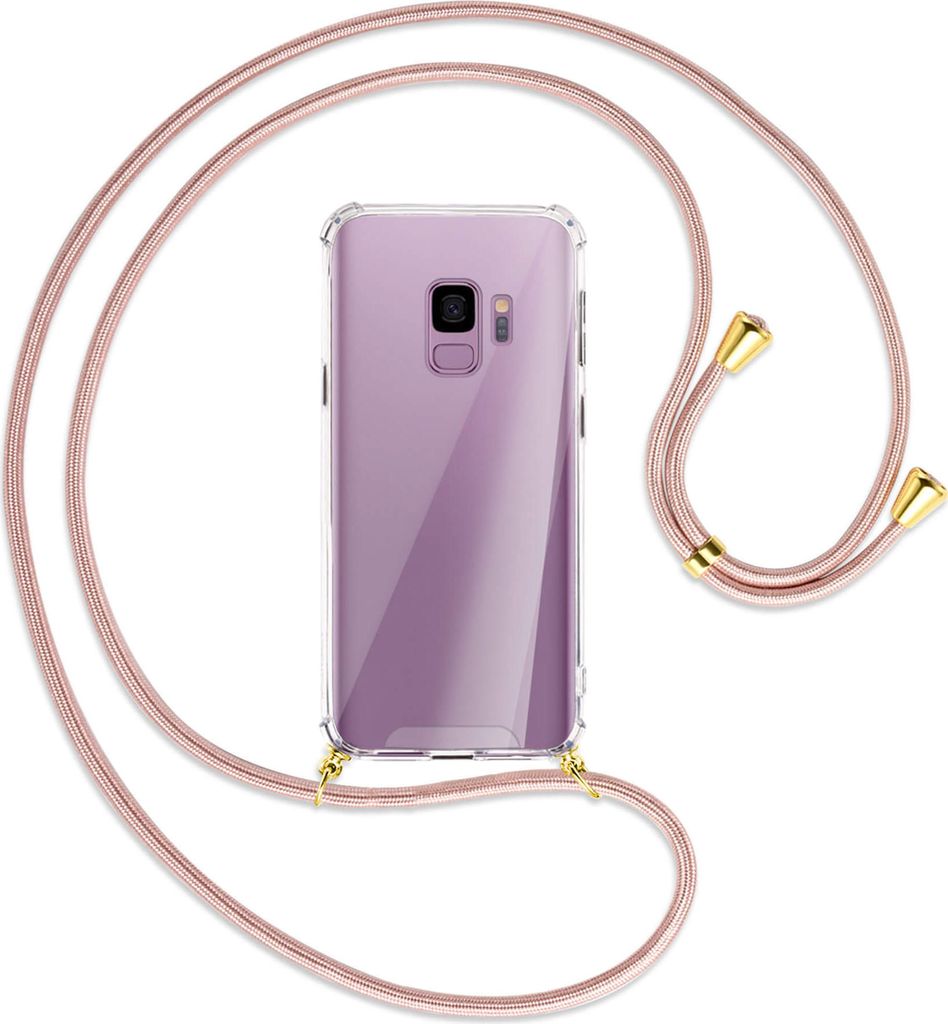 Handykette Backcover-Schutzhülle mit Band (Metall goldfarben) für Samsung Galaxy S9 - roségold