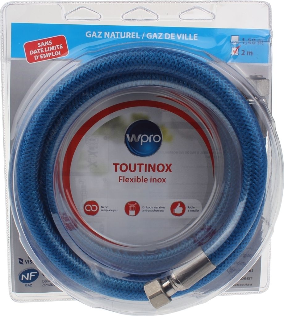 Tuyau flexible inox gaine pvc pour gaz - Wpro - TNE200 - Image du produit 