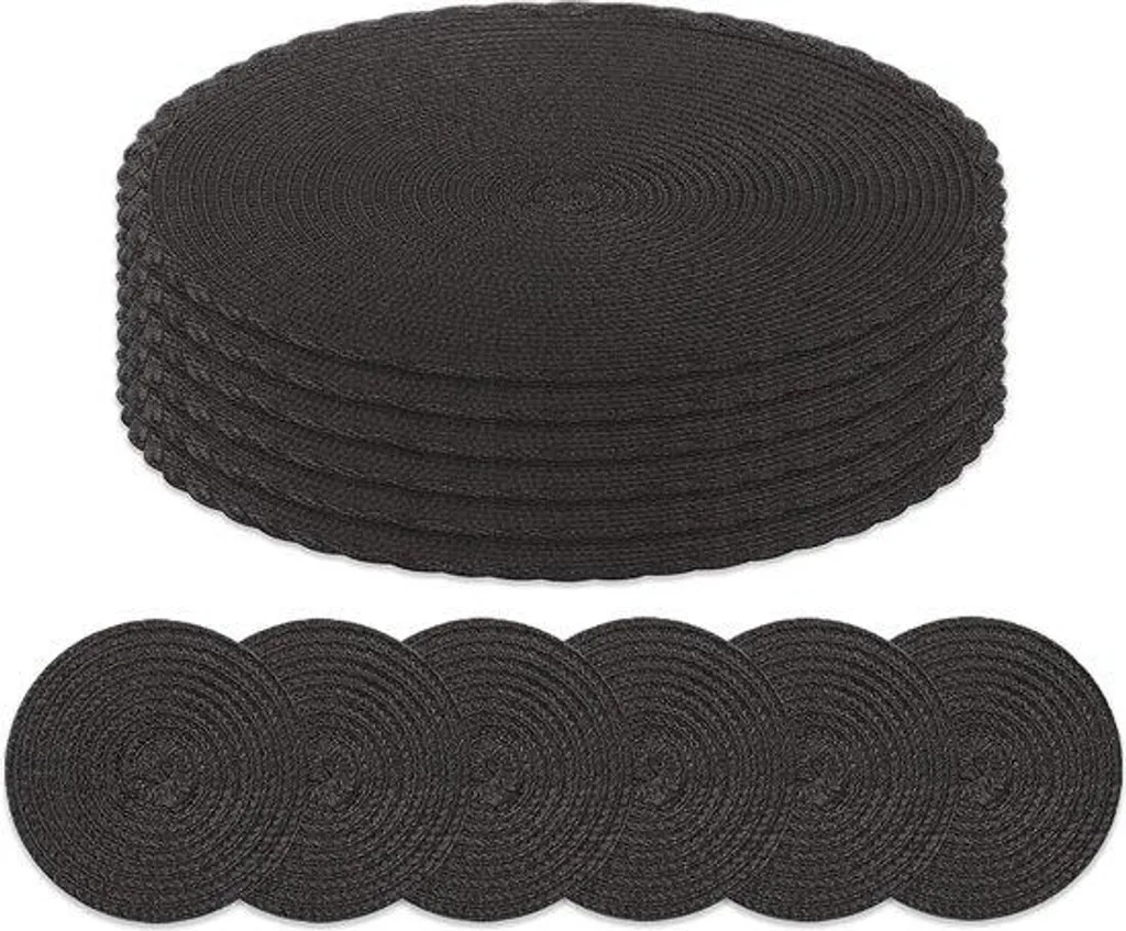 Protégez votre Table des Brûlures - Sets de Table Noirs Lavables - 12 Pcs