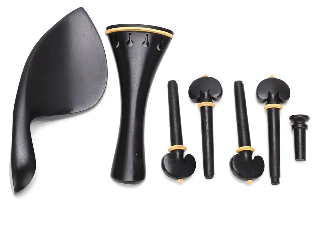 Pièces Violon 4/4 Haute Qualité en Ébonite avec Chevilles et Mentonnière